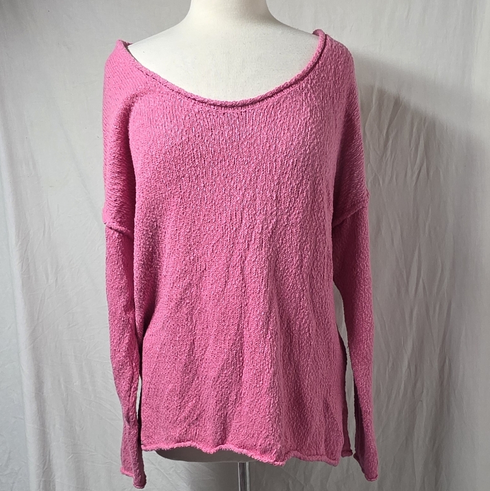 Super Cute Aerie Pink Off Shoulder Loose Sweater Size LARGE